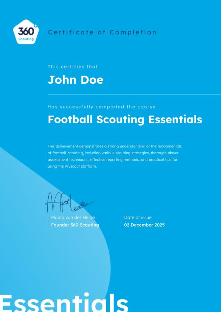 Football Scout Certificate of Completion